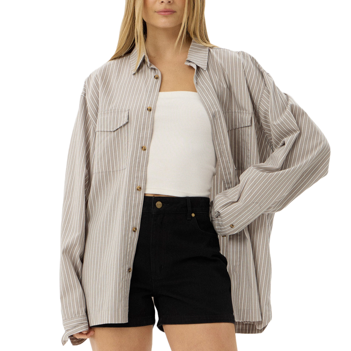 Afends Lennox Oversize Striped LS Shirt