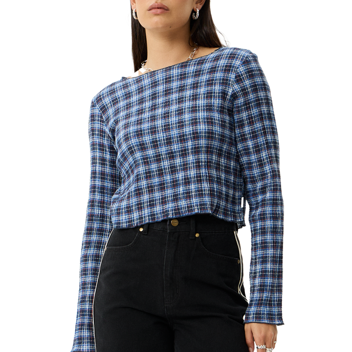 Afends Mountains Seersucker Womens LS Top