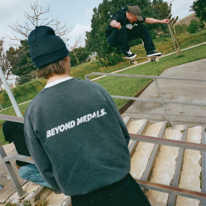 Beyond Medals Distressed Logo Crewneck